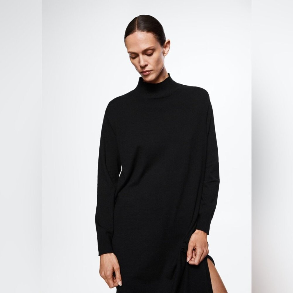 Mango [8] Perkins Dress Black NWT - Picture 6 of 10